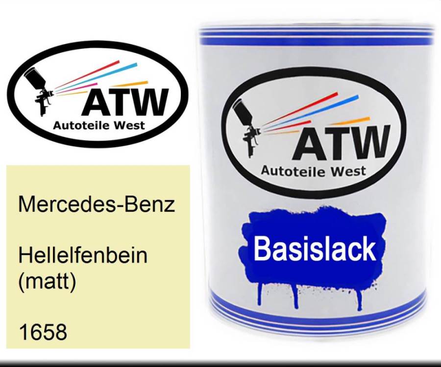 Mercedes-Benz, Hellelfenbein (matt), 1658: 1L Lackdose, von ATW Autoteile West.